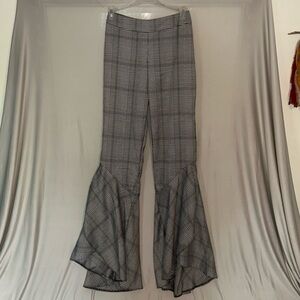 NWT DO+BE Black & White Plaid Retro Wide Leg High Waisted Bell Bottoms Size S